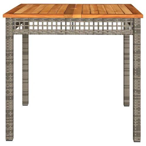 vidaXL Garden Table Black 80x80x75 cm Poly Rattan Acacia Wood -