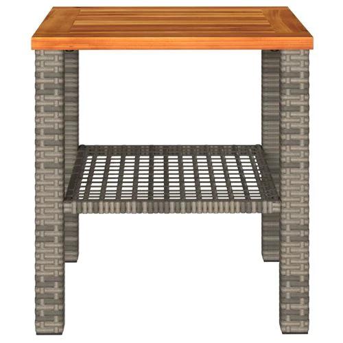 vidaXL Garden Table Black 80x80x75 cm Poly Rattan Acacia Wood by vidaXL