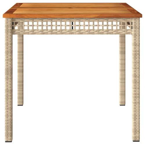 vidaXL Garden Table Black 80x80x75 cm Poly Rattan Acacia Wood by vidaXL