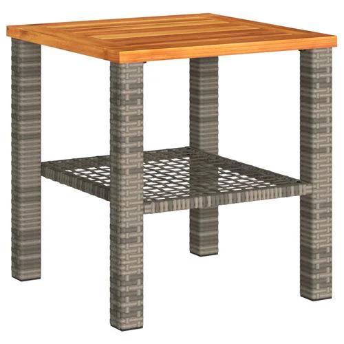 vidaXL Garden Table Black 80x80x75 cm Poly Rattan Acacia Wood by vidaXL