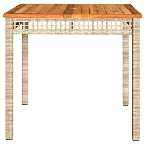 vidaXL Garden Table Black 80x80x75 cm Poly Rattan Acacia Wood -