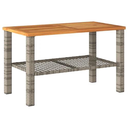 vidaXL Garden Table Black 80x80x75 cm Poly Rattan Acacia Wood by vidaXL