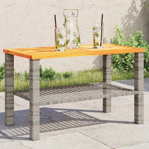 vidaXL Garden Table Black 80x80x75 cm Poly Rattan Acacia Wood by vidaXL