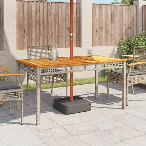 vidaXL Garden Table Black 80x80x75 cm Poly Rattan Acacia Wood by vidaXL