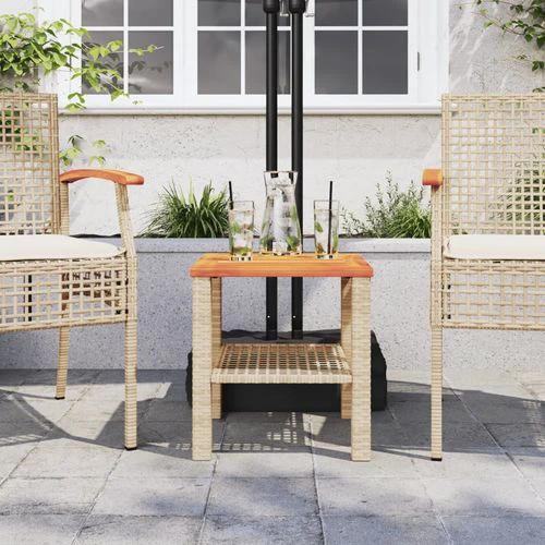 vidaXL Garden Table Black 80x80x75 cm Poly Rattan Acacia Wood -