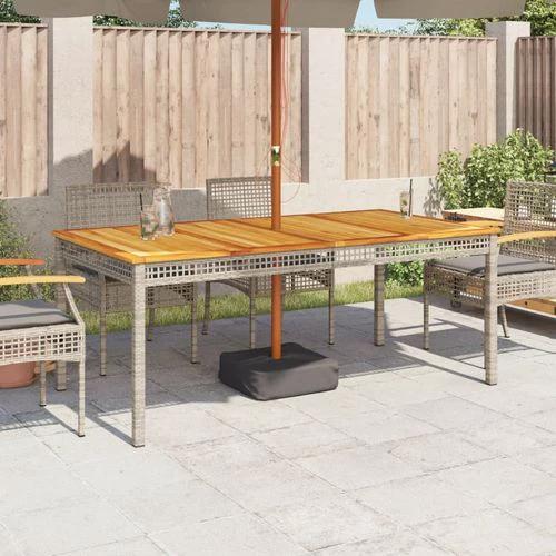 vidaXL Garden Table Black 80x80x75 cm Poly Rattan Acacia Wood -