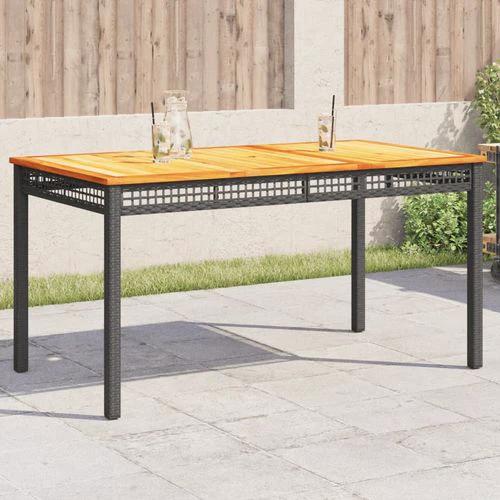 vidaXL Garden Table Black 80x80x75 cm Poly Rattan Acacia Wood -