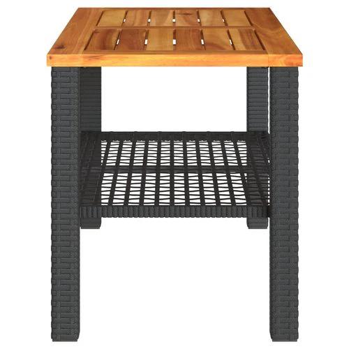 vidaXL Garden Table Black 80x80x75 cm Poly Rattan Acacia Wood by vidaXL
