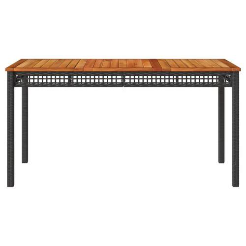 vidaXL Garden Table Black 80x80x75 cm Poly Rattan Acacia Wood -