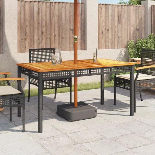 vidaXL Garden Table Black 80x80x75 cm Poly Rattan Acacia Wood -