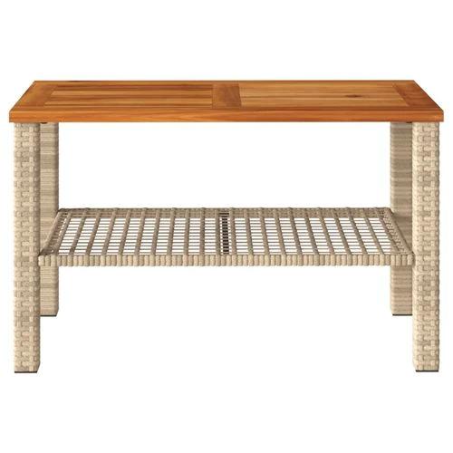 vidaXL Garden Table Black 80x80x75 cm Poly Rattan Acacia Wood by vidaXL