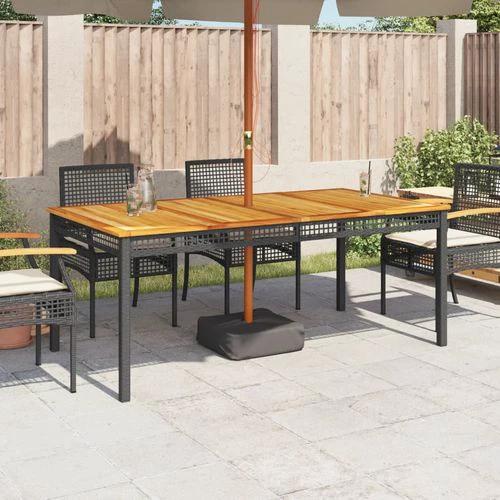 vidaXL Garden Table Black 80x80x75 cm Poly Rattan Acacia Wood by vidaXL