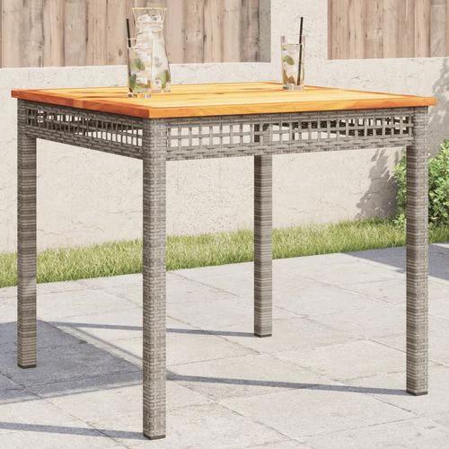 vidaXL Garden Table Black 80x80x75 cm Poly Rattan Acacia Wood -
