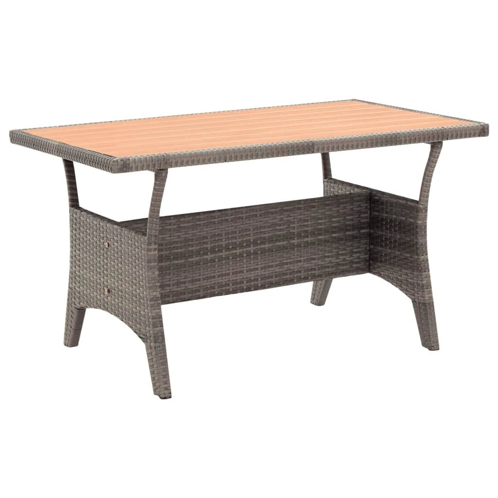 vidaXL Garden Table Grey 120x70x66 cm Poly Rattan by vidaXL
