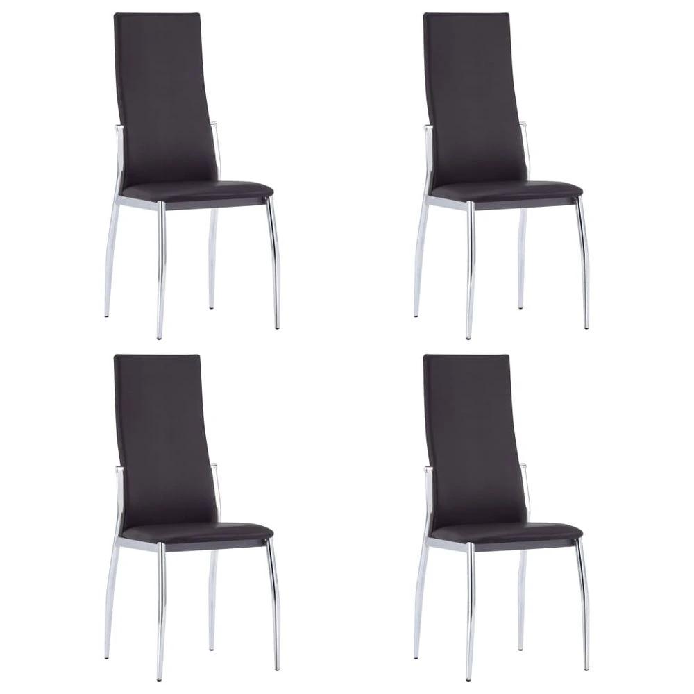 Dining Chairs 4 pcs vidaXL Brown Faux Leather by vidaXL