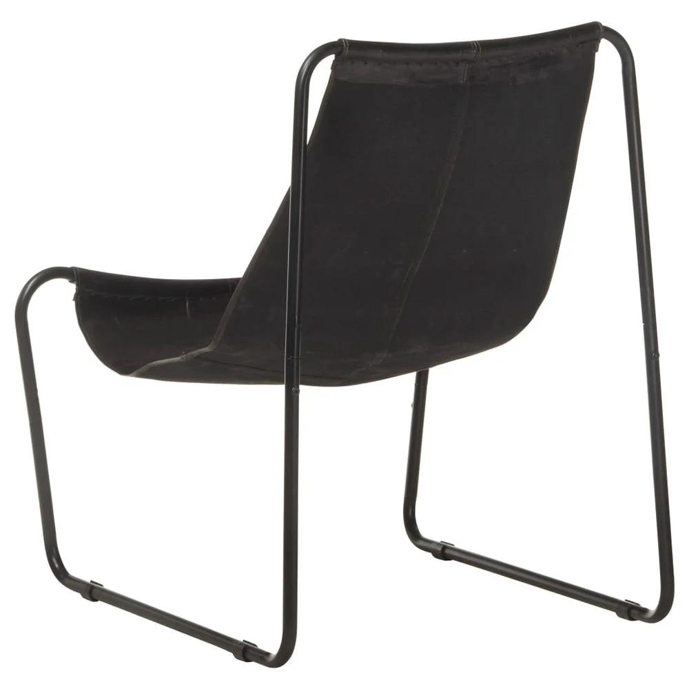 Relaxing Chair Black Real Leather vidaXL by vidaXL