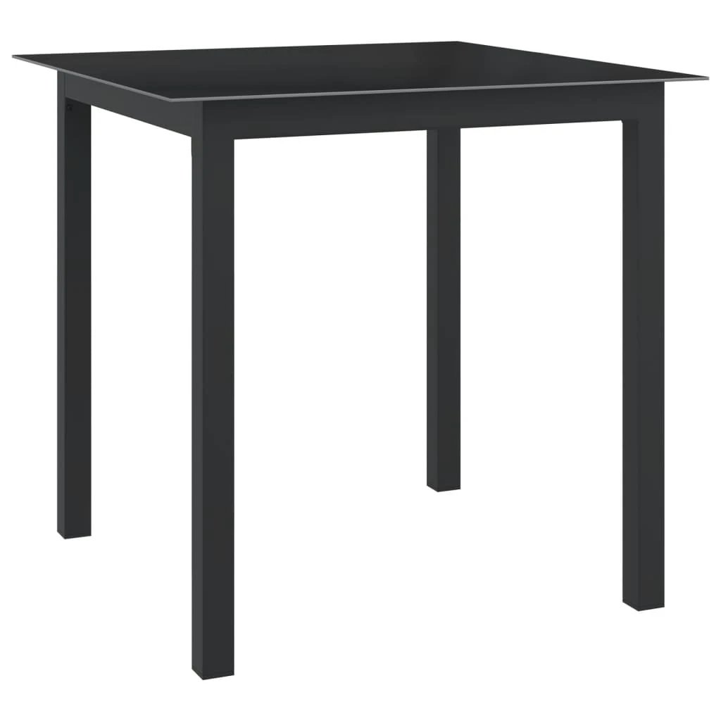 vidaXL vidaXL Garden Table Black 80x80x74 cm Aluminium and Glass -