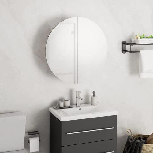 vidaXL Bathroom Cabinet with Round Mirror&LED White 40x40x17.5 cm - Mirror
