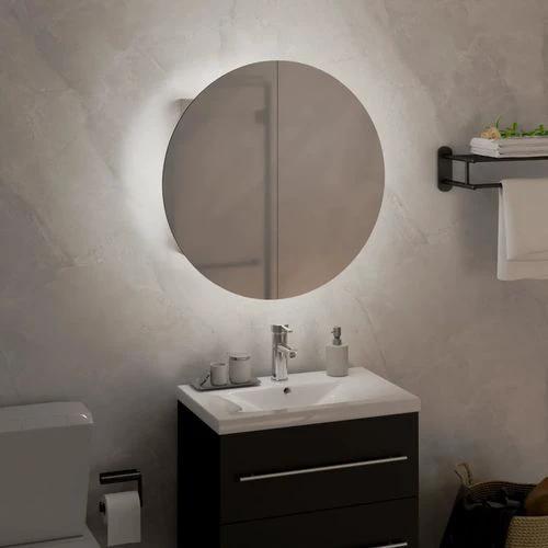 vidaXL Bathroom Cabinet with Round Mirror&LED White 40x40x17.5 cm - Mirror