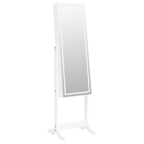 vidaXL Mirror Jewellery Cabinet with LED Lights Free Standing White - Mirror