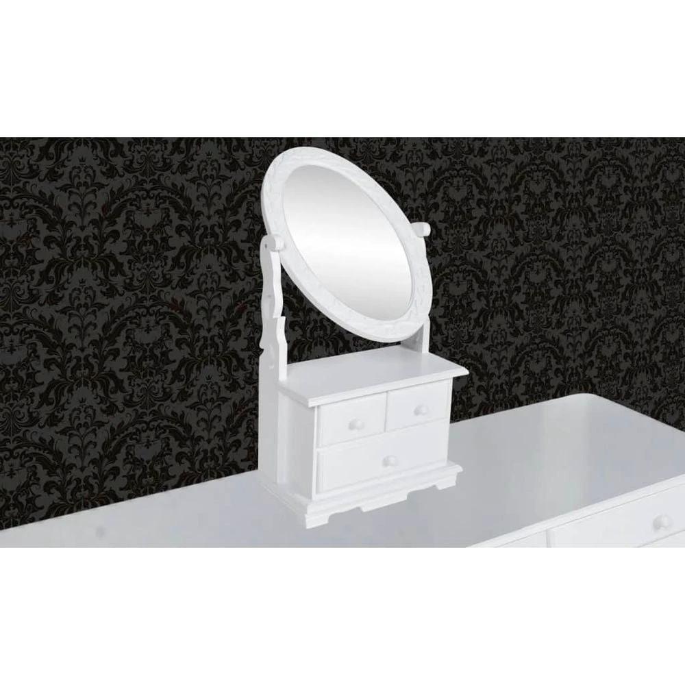 Vanity Makeup Table with Oval Swing Mirror vidaXL MDF by vidaXL