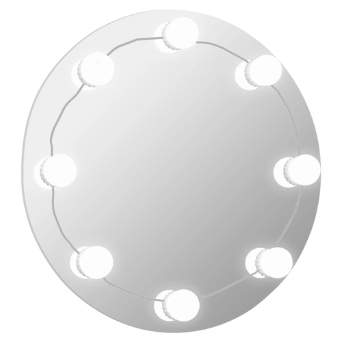 vidaXL vidaXL Wall Mirror with LED Lights Round Glass - Mirror