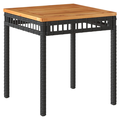 vidaXL Garden Table Black 38x38x42 cm Poly Rattan Acacia Wood by vidaXL