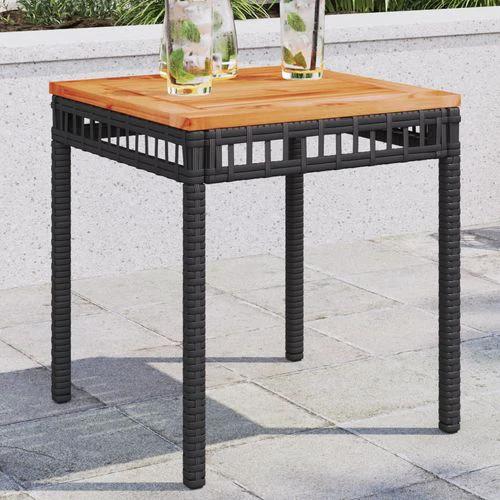 vidaXL Garden Table Black 38x38x42 cm Poly Rattan Acacia Wood by vidaXL