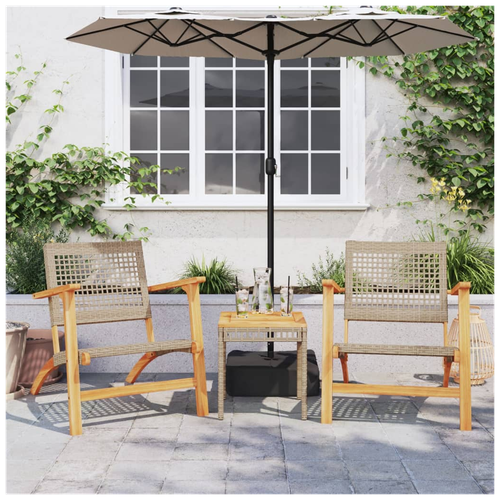 vidaXL vidaXL Garden Table Black 38x38x42 cm Poly Rattan Acacia Wood -