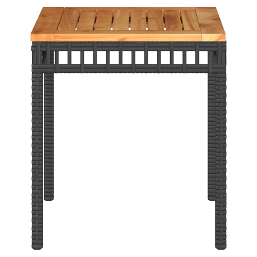 vidaXL Garden Table Black 38x38x42 cm Poly Rattan Acacia Wood by vidaXL