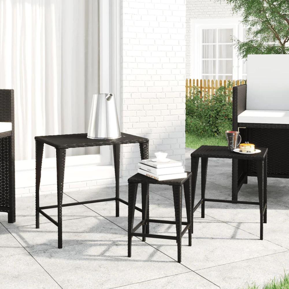 Nesting Tables 3 pcs vidaXL Black Poly Rattan by vidaXL