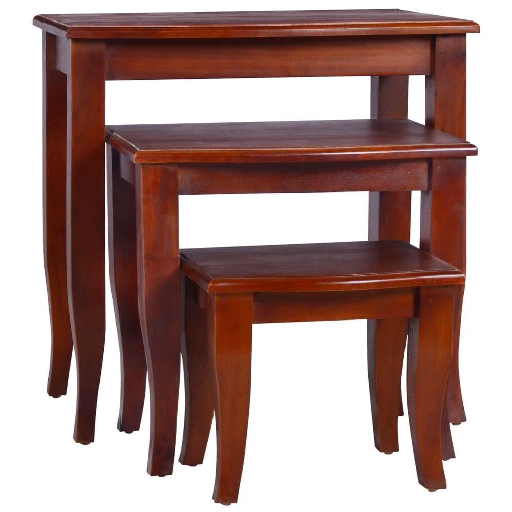 Nesting Side Tables 3 pcs vidaXL Solid Wood Mahogany by vidaXL