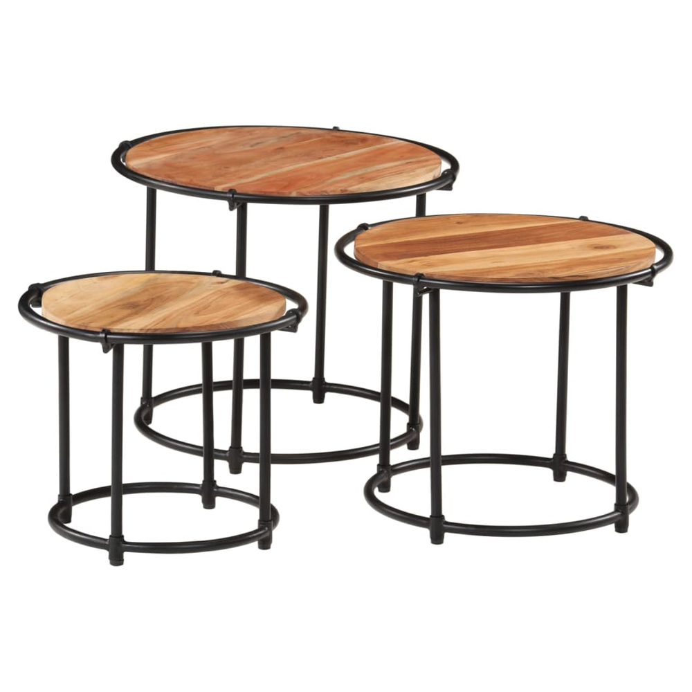 vidaXL Nesting Tables 3 pcs vidaXL Solid Wood Acacia - Uncategorized Nest of Tables