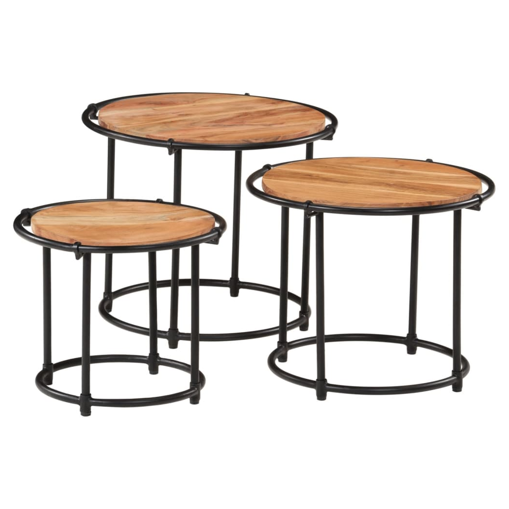 vidaXL Nesting Tables 3 pcs vidaXL Solid Wood Acacia - Uncategorized Nest of Tables