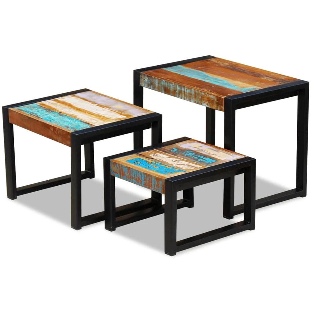 Nesting Tables 3 pcs vidaXL Solid Mango Wood by vidaXL