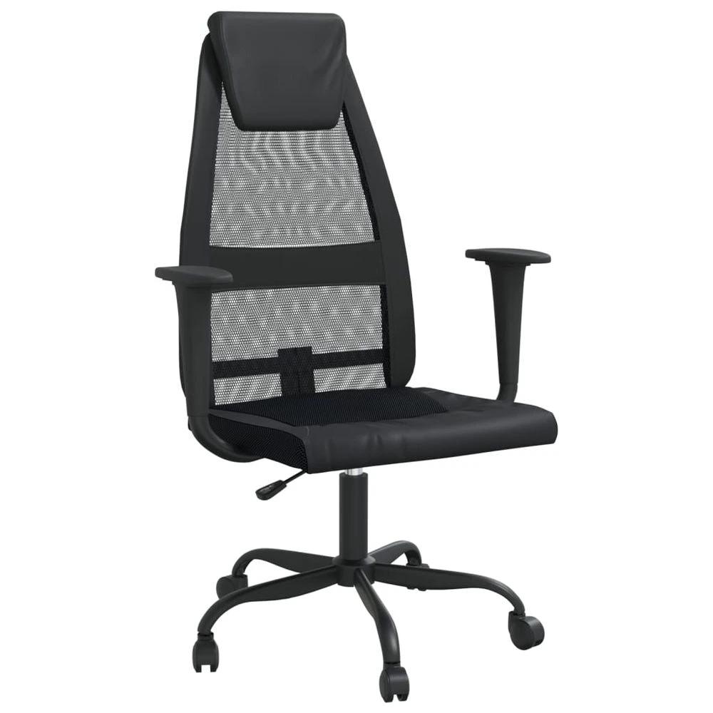 vidaXL Office Chair Black Mesh Fabric and Faux Leather by vidaXL