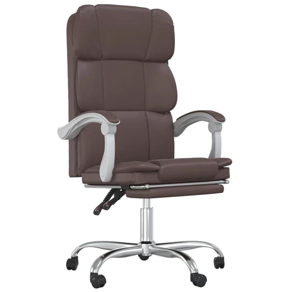 vidaXL Reclining Office Chair Brown Faux Leather - Office Chair