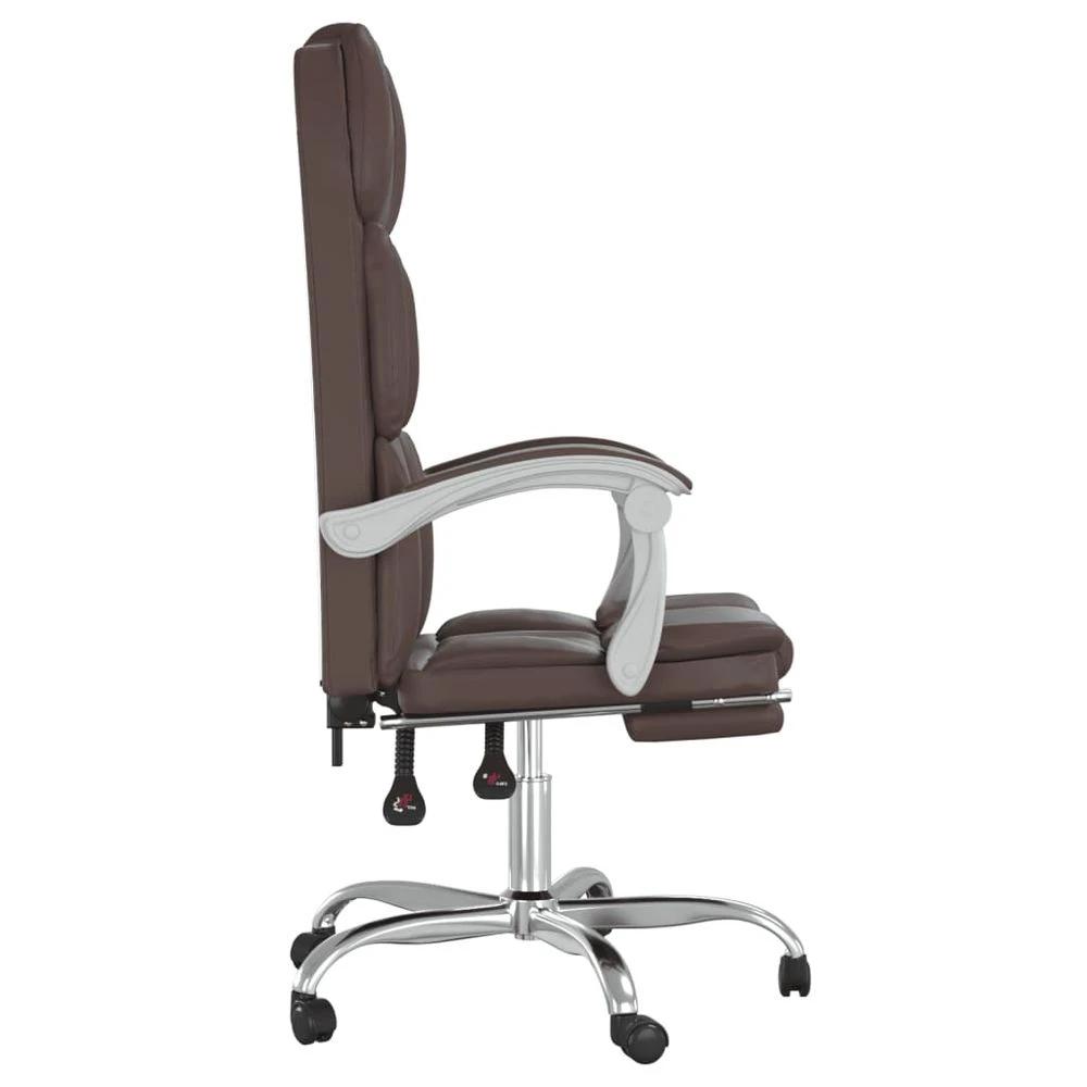 vidaXL Reclining Office Chair Brown Faux Leather - Office Chair
