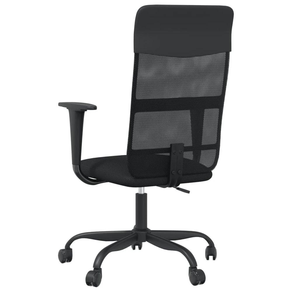 vidaXL Office Chair Height Adjustable Black Mesh Fabric and Faux Leather - Office Chair