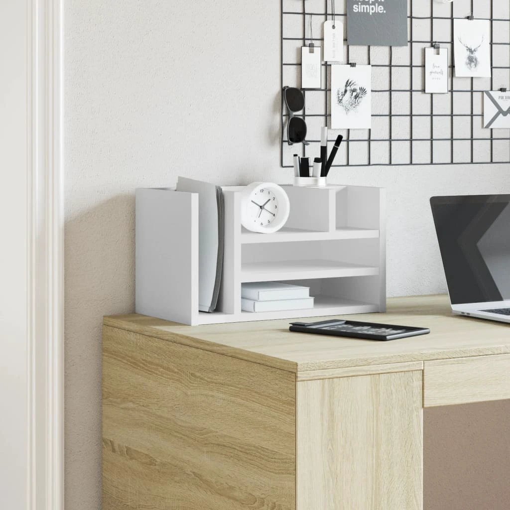 vidaXL Desk Organiser White 44.5x24x25 cm Engineered wood by vidaXL