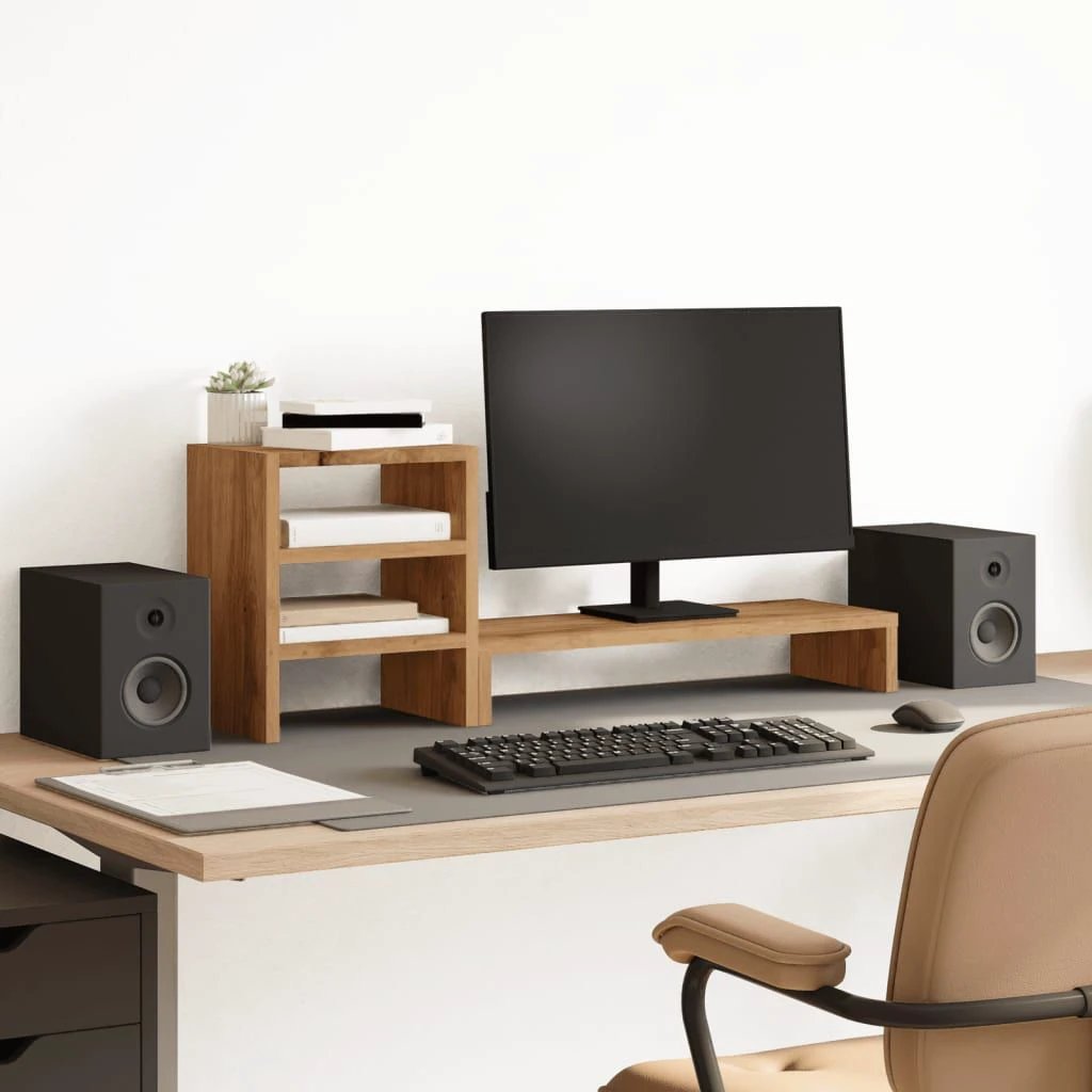 vidaXL Monitor Stand with Desk Organiser White Engineered Wood by vidaXL