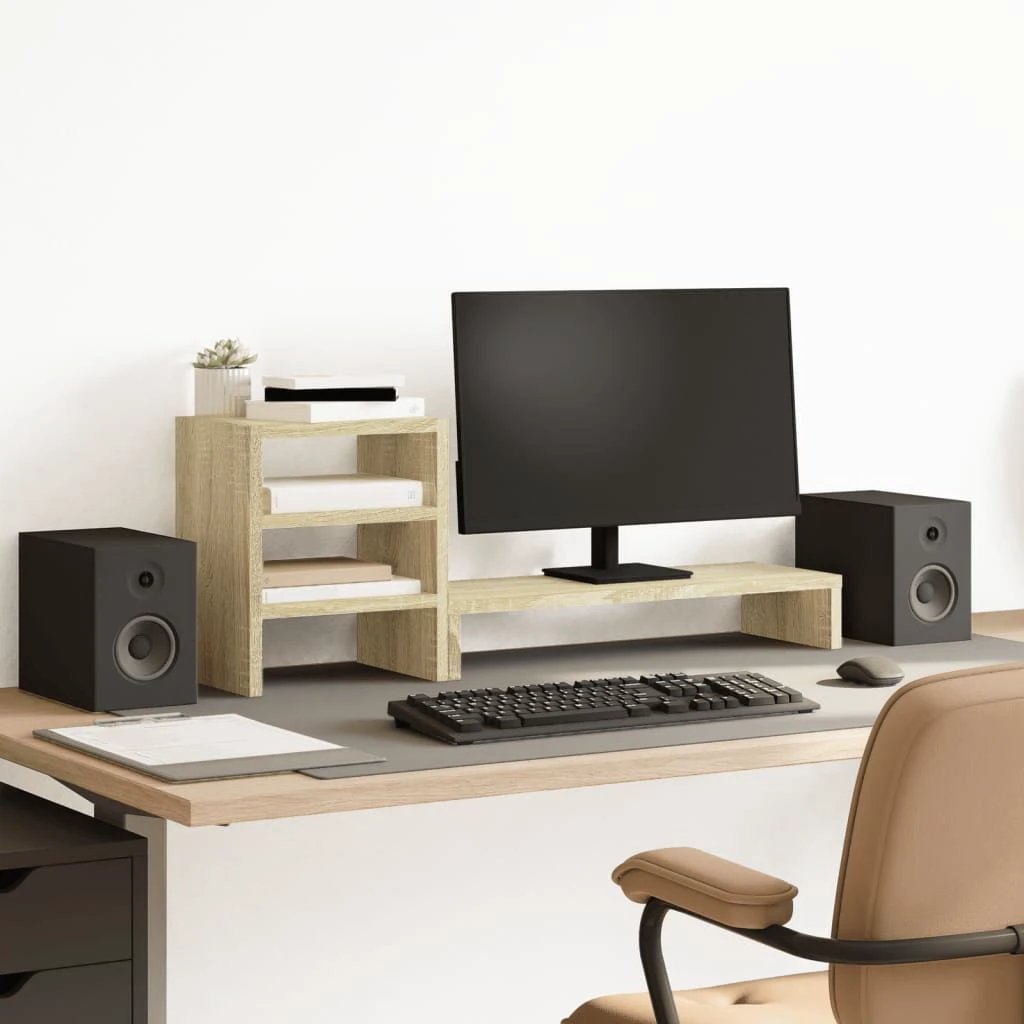 vidaXL Monitor Stand with Desk Organiser White Engineered Wood by vidaXL