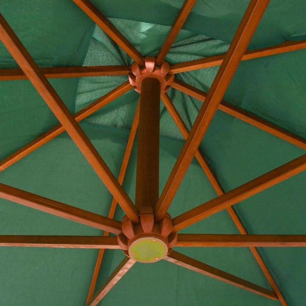 Hanging Parasol 300x300 cm Wooden Pole vidaXL Green by vidaXL