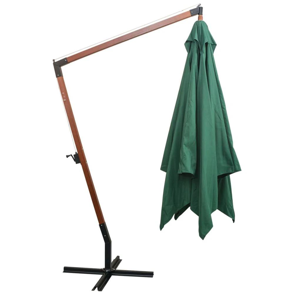 Hanging Parasol 300x300 cm Wooden Pole vidaXL Green by vidaXL