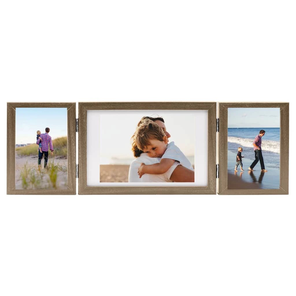vidaXL vidaXL Trifold Photo Frame Collage Light Brown 22x15 cm+2x - Photo Frame