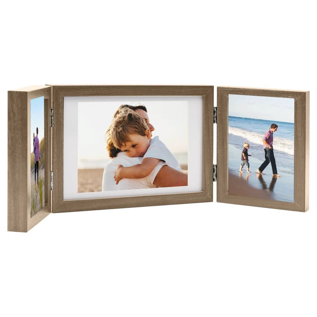 vidaXL vidaXL Trifold Photo Frame Collage Light Brown 22x15 cm+2x - Photo Frame