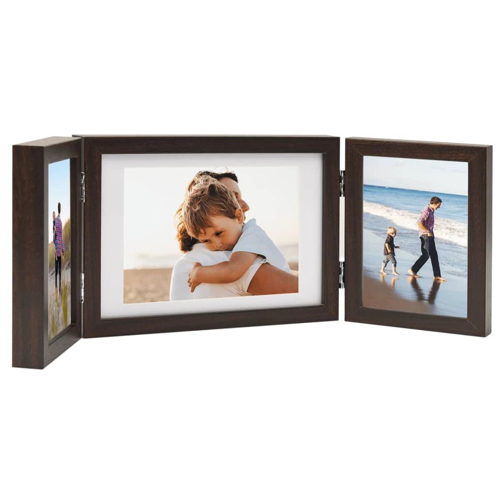 vidaXL Trifold Photo Frame Collage Light Brown 22x15 cm+2x by vidaXL