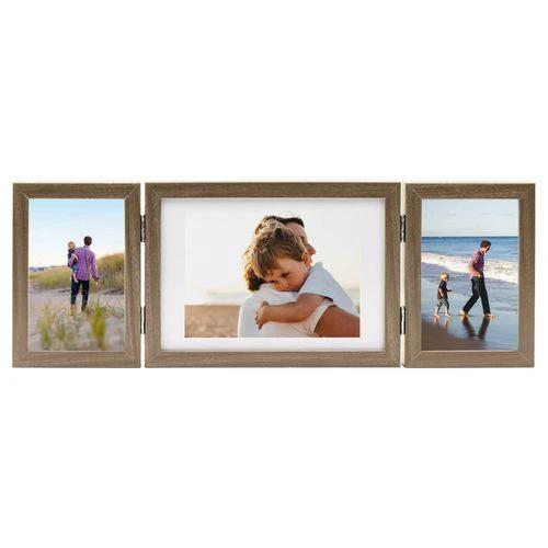 vidaXL Trifold Photo Frame Collage Light Brown 22x15 cm+2x by vidaXL