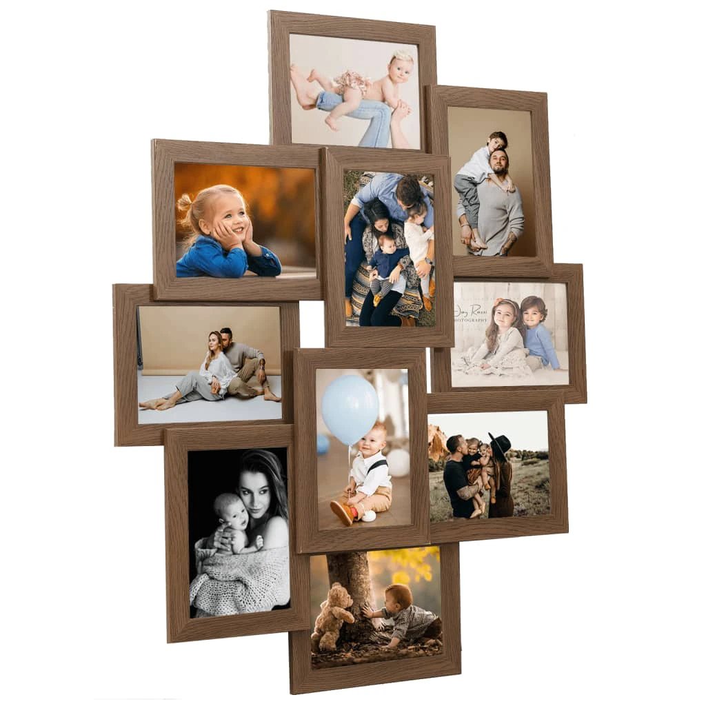 vidaXL Collage Photo Frame for 10x(10x15 cm) Picture Light Brown MDF by vidaXL
