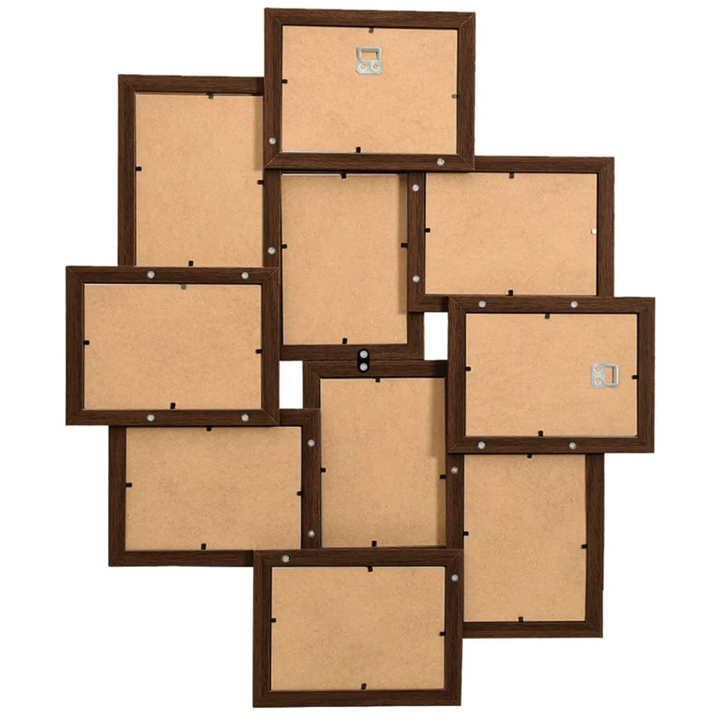 vidaXL vidaXL Collage Photo Frame for 10x(10x15 cm) Picture Light Brown MDF - Photo Frame